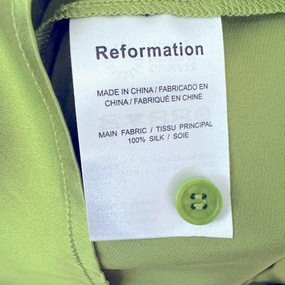 NWT Reformation Alaine Silk Long Sleeve Mini Wrap Dress in Avacado Green -Size 0 - Picture 9 of 10